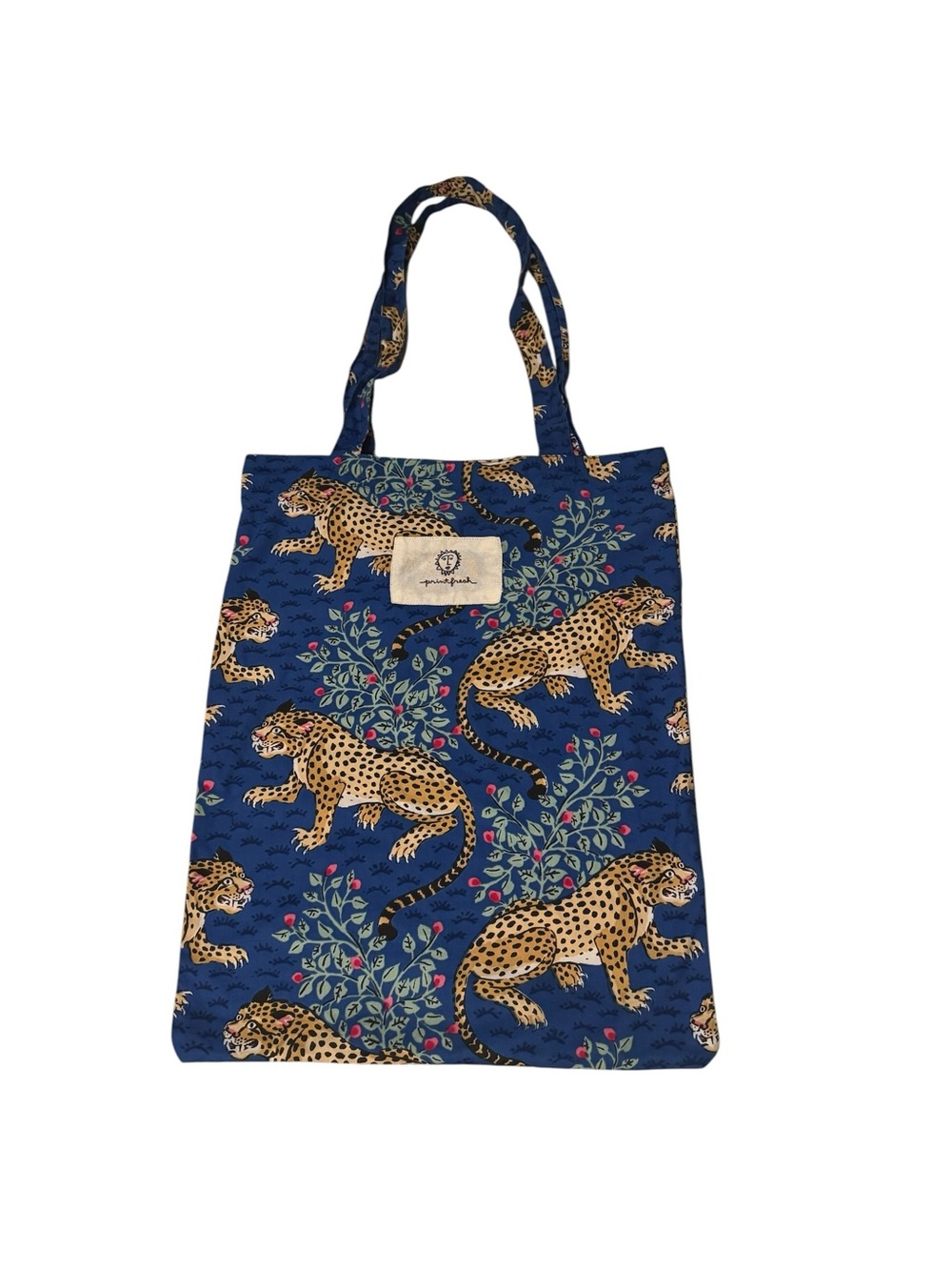 Printfresh Bagheera Leopard Tote Bag Indigo Blue Sapphire Organic Cotton